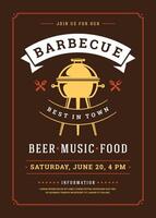 Barbecue party flyer or poster design template. vector