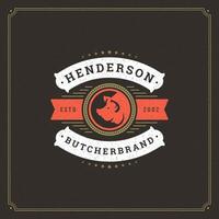 Butcher shop logo design illustration. vector