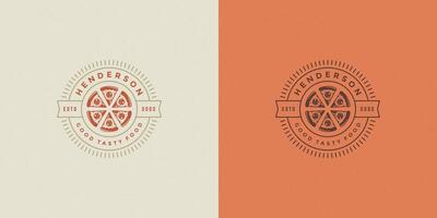 Pizzeria logo illustration pizza slices silhouette good for restaurant menu and cafe badge vector