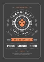 Barbecue party flyer or poster design template vector