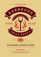 Barbecue party flyer or poster design template vector