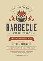 Barbecue party flyer or poster design template vector