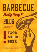 Barbecue party flyer or poster design template vector