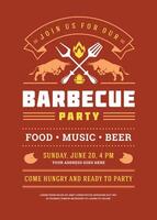 Barbecue party flyer or poster design template vector