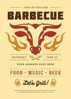 Barbecue party invitation flyer or poster design template vector