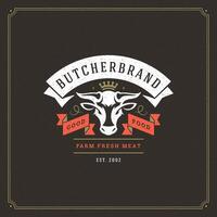 Butcher shop label template illustration. vector