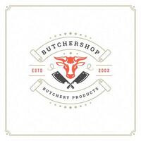 Butcher shop logo design illustration. vector