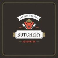 Butcher shop logo desig illustration. vector
