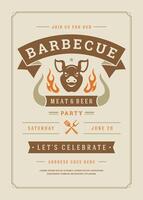 Barbecue party invitation flyer or poster design template vector