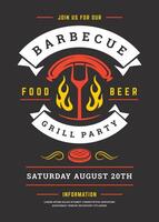 Barbecue party invitation flyer or poster design template vector