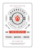 Barbecue party invitation flyer or poster design template vector