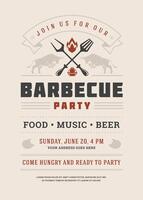 Barbecue party invitation flyer or poster design template vector