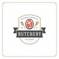 Butcher shop logo illustration meat steak silhouette vector