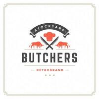 Butcher shop logo illustration bull silhouette vector