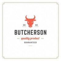 Butcher shop logo illustration cow head silhouette vector