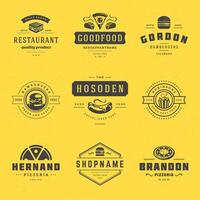 Fast food logos set illustration good for pizzeria, burger shop and restaurant menu vector