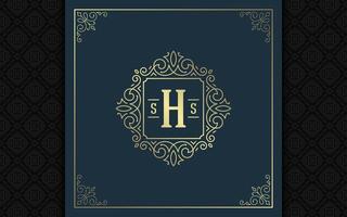 Vintage monogram logo elegant flourishes line art graceful ornaments victorian style template design vector