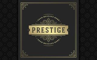 Vintage logo elegant flourishes line art graceful ornaments victorian style template design vector