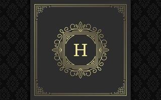 Vintage monogram logo elegant flourishes line art graceful ornaments victorian style template design vector