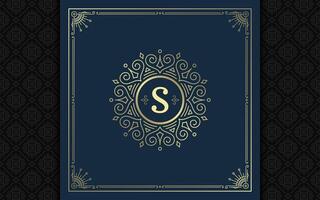 Vintage monogram logo elegant flourishes line art graceful ornaments victorian style template design vector