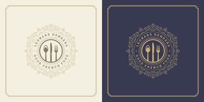 Restaurant logo template illustration for menu and cafe sign vector