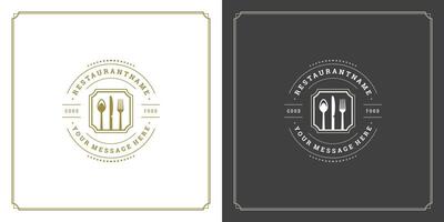 Restaurant logo template illustration for menu and cafe sign vector