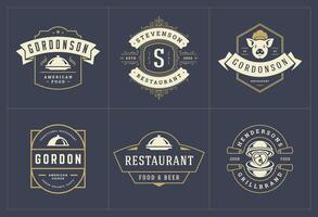 Restaurant logos and badges templates set illustration vector