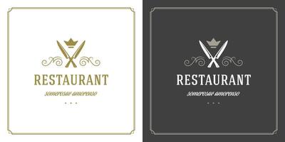 restaurante logo modelo ilustración para menú y café firmar vector