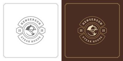 Restaurant logo template illustration for menu and cafe sign vector