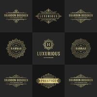 Vintage logos and monograms set elegant flourishes ornaments vector