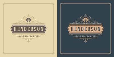 Restaurant logo template illustration for menu and cafe sign vector