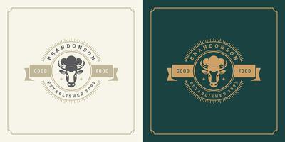 Restaurant logo template illustration for menu and cafe sign vector