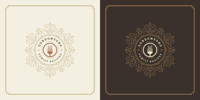 Restaurant logo template illustration for menu and cafe sign vector