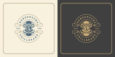 Restaurant logo template illustration for menu and cafe sign vector