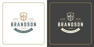 Restaurant logo template illustration for menu and cafe sign vector