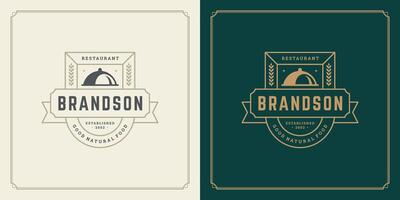 Restaurant logo template illustration for menu and cafe sign vector