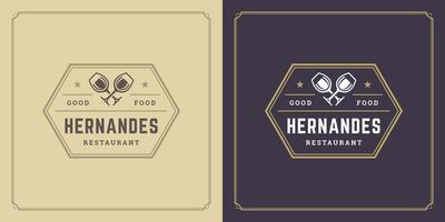 Restaurant logo template illustration for menu and cafe sign vector