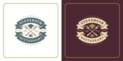 Restaurant logo template illustration for menu and cafe sign vector