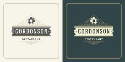 Restaurant logo template illustration for menu and cafe sign vector