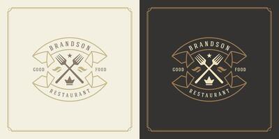 restaurante logo modelo ilustración para menú y café firmar vector