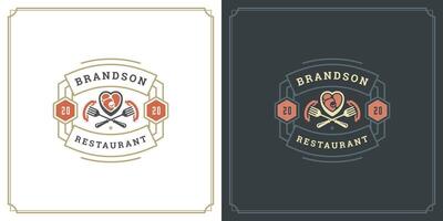 Restaurant logo template illustration for menu and cafe sign vector