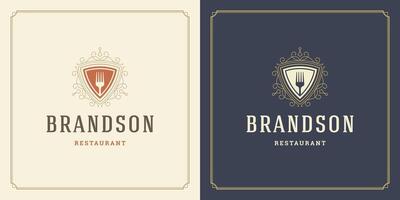 Restaurant logo template illustration for menu and cafe sign vector