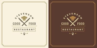 restaurante logo modelo ilustración para menú y café firmar vector