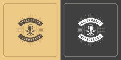 restaurante logo modelo ilustración para menú y café firmar vector