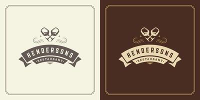 Restaurant logo template illustration for menu and cafe sign vector