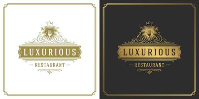 Restaurant logo template illustration for menu and cafe sign vector