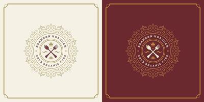 Restaurant logo template illustration for menu and cafe sign vector