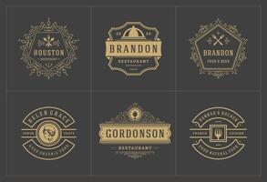 Restaurant logos and badges templates set illustration vector