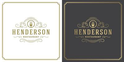 Restaurant logo template illustration for menu and cafe sign vector