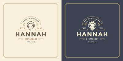 Restaurant logo template illustration for menu and cafe sign vector